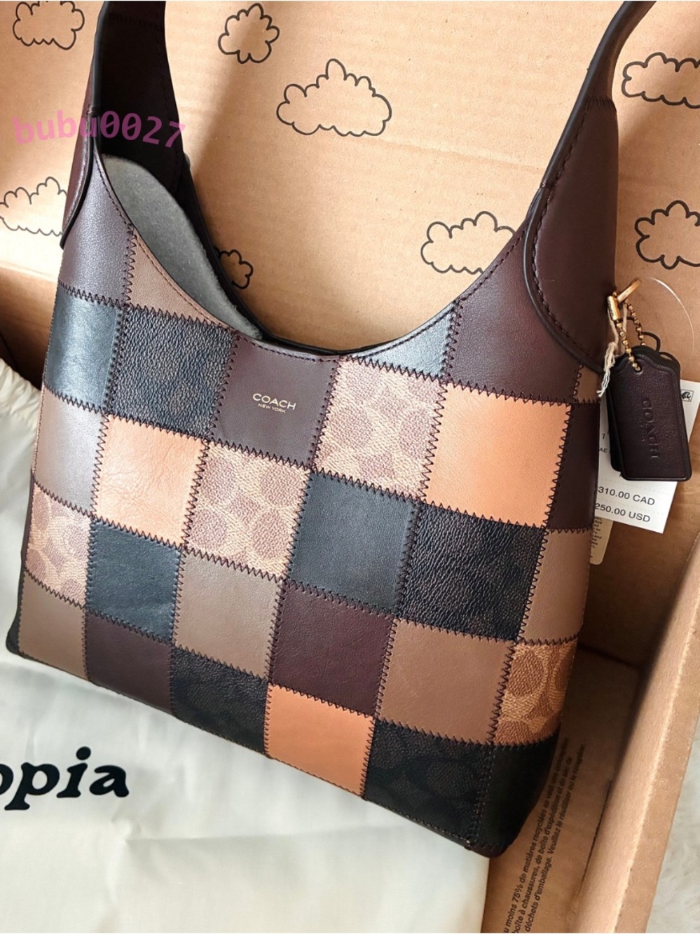 NWT🌞Coach Coachtopia Alter/Ego Brooklyn Shoulder Bag 28 CFN34 Brown Patchwork - Picture 3 of 9